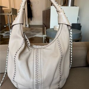Neutral Taupe Leather Hobo Bag